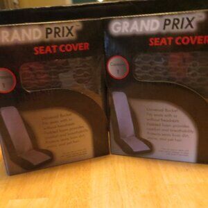 Set of 2 Gran Prix Bucket Seat Covers, Gray/Black